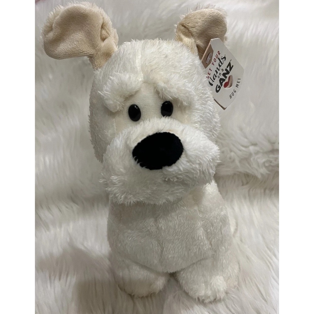 Ganz Ralph the Dog Plush Off White Beige Ears‎ Stuffed Animal Tags 9"